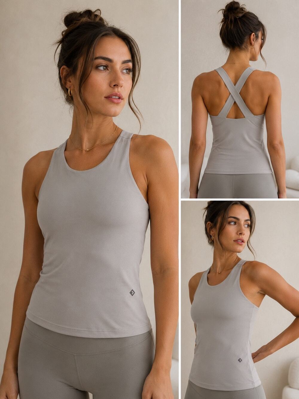 Abercrombie YPB Active Tank Top Gray Cross Back Medium
